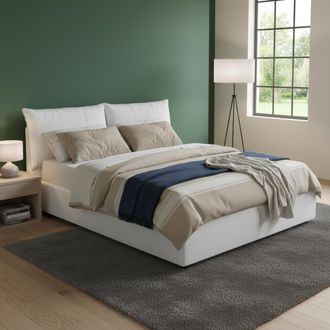 Talamo Italia Dmora - Cama Matrimonial Dgnahor, Cama Contenedor Con Revestimiento De Tela, 100% Made In Italy, Apertura Frontal, Adecuado Para Colch&oacute;n Cm 140x200, B