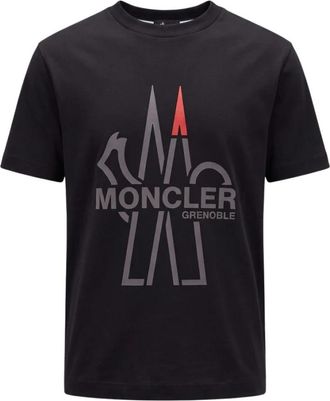 Moncler SS T-Shirt - Heren - T-shirts - Zwart - S - Katoen - Tops