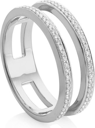 Monica Vinader Skinny Diamond Double Band Ring, Sterling Silver