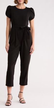 Calvin Klein Tulip Sleeve Belted Jumpsuit in Black at Nordstrom Rack, Size 16