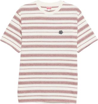 Kenzo striped flower-appliqué t-shirt - men - Cotton - S - White