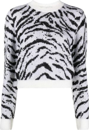 Alessandra Rich zebra intarsia knitted sweater - women - Wool/Mohair/Polyamide - 40 - White