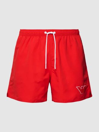 Emporio Armani Badehose mit Label-Patch Modell SPONGE EAGLE in Rot, Gr&ouml;&szlig;e S