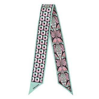 Prada Printed Silk Twill Skinny Scarf