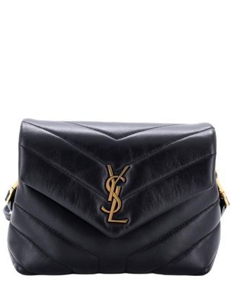 Saint Laurent Black Matelasse Chevron Leather Loulou Shoulder Bag Toy (Authentic Pre-Loved)