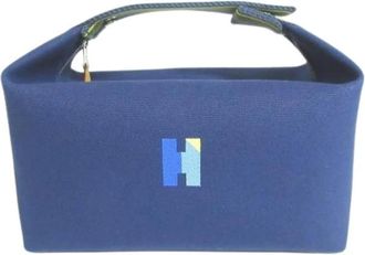 Herm&egrave;s Pre-owned Katoenen Handtas - Dames - Vintage Handtas - Blauw - ONE Size - Katoen - Vintage