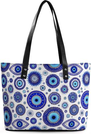 Generic Blue Greek Evil Eyes Tote Bags for Women Cute Shoulder Purses Handbags