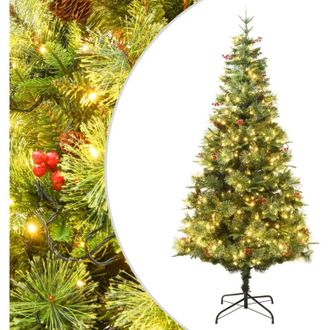 vidaXL Vidaxl - Rbol De Navidad Con Luces Y Pi&ntilde;as Pvc Pe Verde 120 Cm