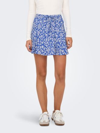 Only Minirock ONLY ONLNALA LIFE SKORT WVN NOOS, Damen, Gr. S (36), blau (marina aop:wei&szlig; flower), Web, Obermaterial: 100% Viskose, bedruckt, regular fit ku