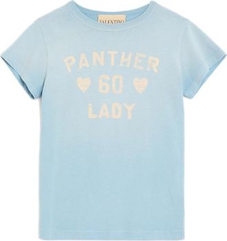Valentino Garavani Katoenen Jersey T-shirt Met Print - Dames - T-shirts - Blauw - S - Katoen - Tops