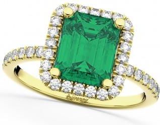 Allurez Lab Emerald & Lab Grown Diamond Engagement Ring 14k Yellow Gold (3.32ct)