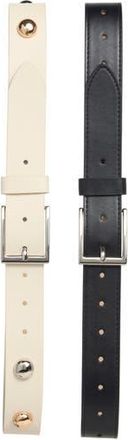 Steve Madden 2-for-1 Assorted Leather Belts in Black/Cream at Nordstrom Rack, Size X-Large