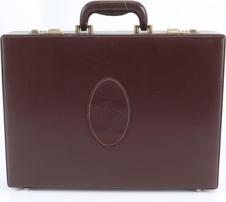Cartier Must Bordeaux Wine Red Leather Attach&eacute; Case (Pre-Owned)