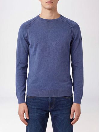 Roberto Ricci Design Long-Sleeve Crewneck Jumper in Pure Cotton with Ribbed Trims