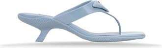 Prada Schoenen, Dames, Blauw, 36 EU, Leer, Instap leren sandalen met logo hardware