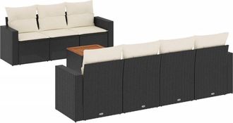 vidaXL Set De Sof&aacute;s De Jard&iacute;n 8 Piezas Y Cojines Rat&aacute;n Sint&eacute;tico Negro Vidaxl