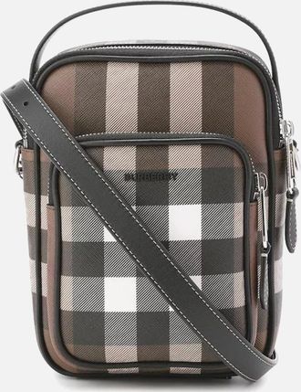 Burberry Womens Wyatt Check Canvas Crossbody Bag - Black - Size: UNI