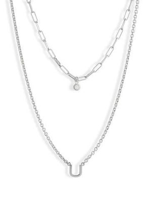 Meshmerise Diamond Initial Charm Necklace in White-U at Nordstrom Rack