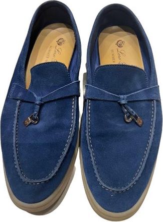Loro Piana Blue Suede Summer Charms Walk Loafers Size 37.5