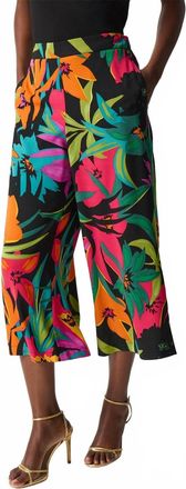 Joseph Ribkoff Tropical Print Culotte Trousers In Black Multi