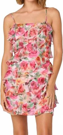 Astr Blanca Chiffon Ruffle Mini Dress In Pink Floral