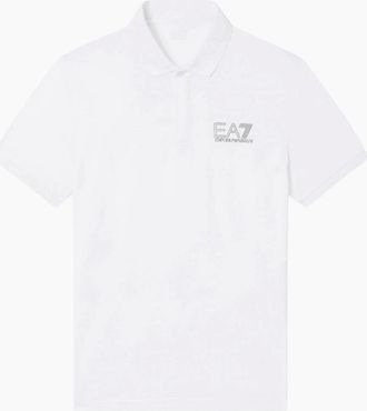Emporio Armani Mens Concealed Button Up Rear Logo White Polo Shirt - Size: 36
