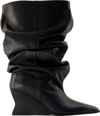 Balmain Wedge Enkellaarzen - Dames - Hoge Laarzen - Zwart - 37 EU - Schoenen