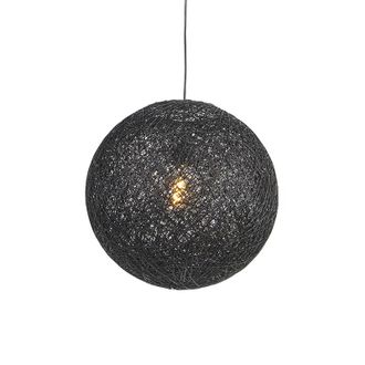 QAZQA Moderno L&aacute;mpara Colgante Negra 45 Cm - Corda Papel /acero Redonda /esfera Adecuado Para Led Max. 1 X 60 Watt - Qazqa