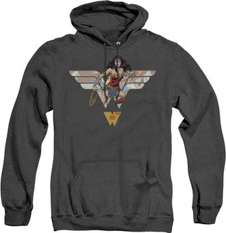 Gildan Wonder Woman Ww 80th Collage Logo Adult Heather Hoodie / Hooded Sweatshirt