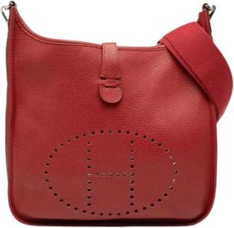 Herm&egrave;s Pre-owned Canvas Schouder-/Crossbodytas - Dames - Vintage Schoudertas - Rood - ONE Size - Vintage
