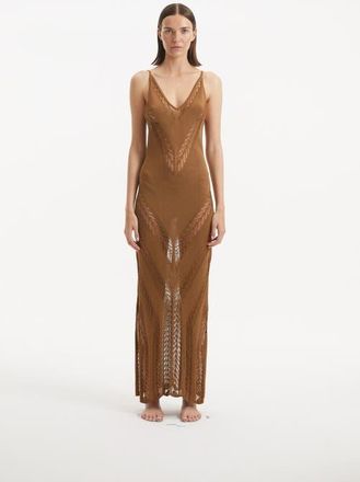 Moeva Mimi Mesh Knitted Maxi Dress in Brown at Nordstrom, Size X-Small