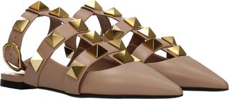 Valentino Garavani Womens Pink Leather Flat Sandals