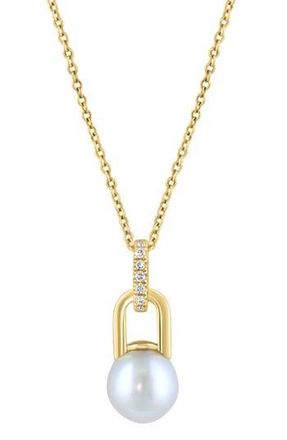 Effy Freshwater Pearl & Diamond Pendant Necklace - 0.04ct. in White at Nordstrom Rack