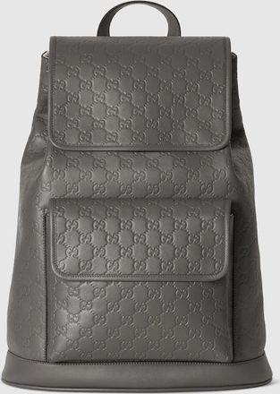 Gucci GG Emblem Medium Backpack, Grey, Leather