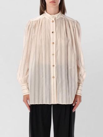 Chlo&eacute; striped gathered high-neck shirt