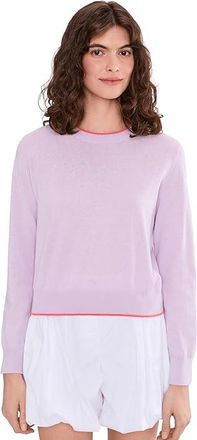 Lilla P Picot Edge Crewneck Sweater Womens Sweater Wisteria : LG, Cotton/Linen/Polyester