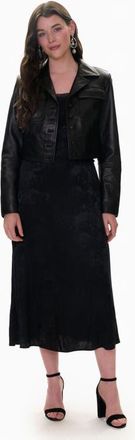Rebecca Taylor Piper Crop Leather Jacket in Noir at Nordstrom, Size X-Small