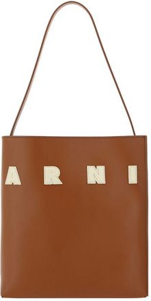 Marni Brown Calf Leather Bos Taurus Shoulder Womens Bag