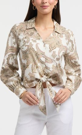 Ellen Tracy Womens Tie Front Shirt
