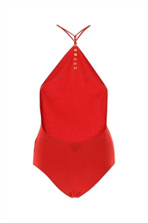 Bottega Veneta Womens Red Stretch Cashmere Blend Bodysuit 6144 Maglie Sweater
