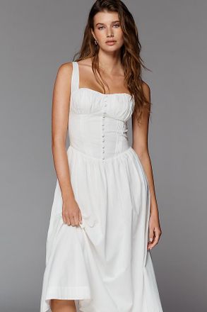 Moon River Cotton Corset-Style Midi Dress