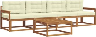 vidaXL Conjunto De Sof&aacute;s De Exterior 5 Uds. Natural Y Crema Vidaxl