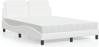 vidaXL Vidaxl - Cama Con Colch&oacute;n Cuero Sint&eacute;tico Blanco 140x200 Cm