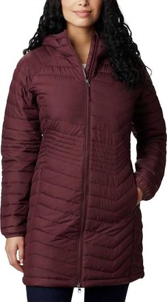 Columbia Powder Lite Mid Quilted Hooded Puffer Jacket In Malbec