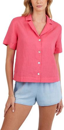 Bella Dahl Short Sleeve Linen Button-Up Camp Shirt in Spiced Hib at Nordstrom, Size X-Small