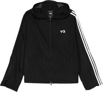 Yohji Yamamoto Loose Fit Wired 3-Striped Nylon Track Top - Dames - Hardloopjassen - Zwart - M - Nylon - Fitness