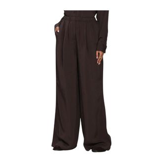 By-Bar Amsterdam Dames Broeken Nemo Satin Stripe Pants - Dames - Broeken - Bruin - Maat: L Satijn