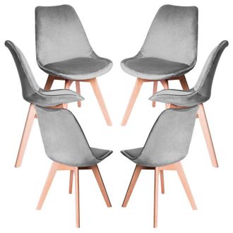 Regalos Miguel Regalos Miguel - Packs Sillas Comedor - Pack 6 Sillas Synk Terciopelo - Gris Claro