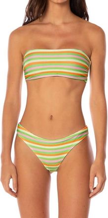 Maaji Rainbow Stripe Tiffany Strapless Bandeau Bikini Top In Green