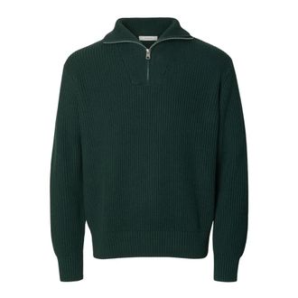 Selected Dry Half Zip Knit - Heren - Truien - Groen - Maat: L Katoen
